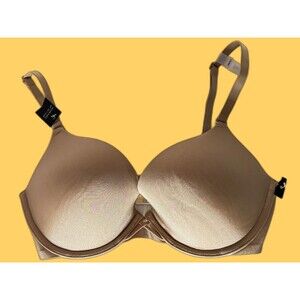 Ambrielle Bra 34D Beige Push Up Plunge Underwire Adjustable Straps NWT RN93677